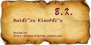 Balázs Kleofás névjegykártya