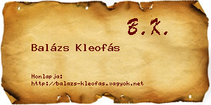 Balázs Kleofás névjegykártya